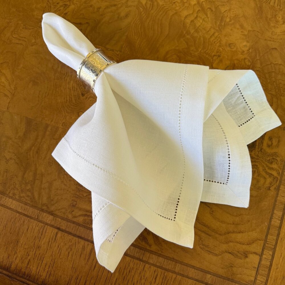 Ready for Summer - Six White Pure Irish Linen dinner napkins NEW